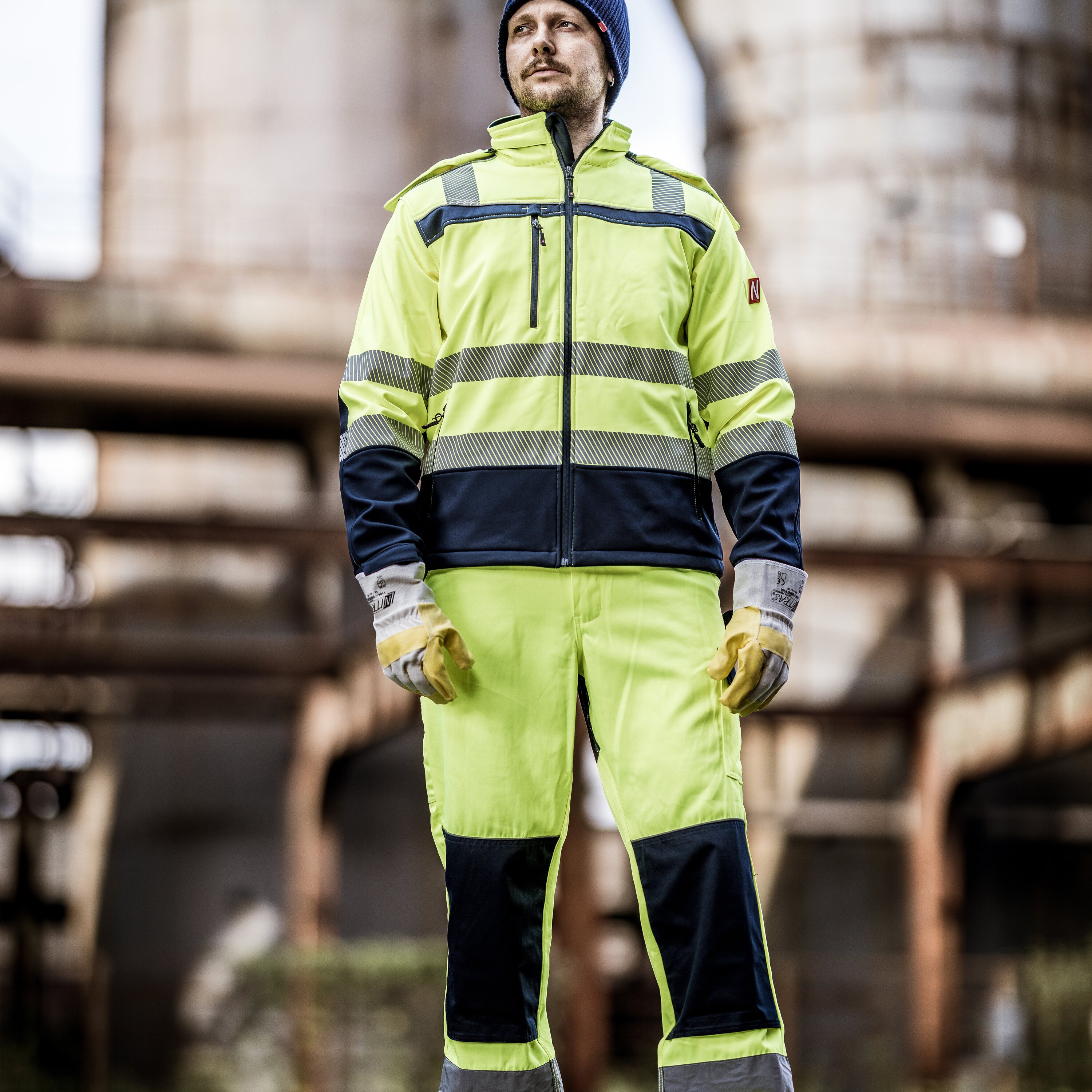 Nitras Warnschutz Bundhose 'Motion Tex Viz' – Mit Reflexstreifen, Elastischem Bund & Robustem Mischgewebe